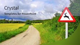  Presentation with rural road - Slide set having triticum - view of a rural road background and a  colored foreground