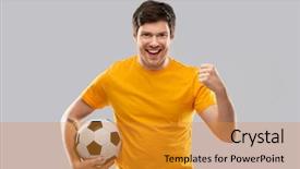  Presentation with fist pump - Presentation design enhanced with triumph and making fist pump background and a gold colored foreground