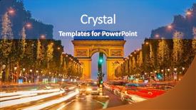  Presentation with paris - PPT theme with triumph at night paris background and a teal colored foreground