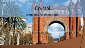  Presentation with triumphal arch and champs elysees - Slides enhanced with triumphal arch in barcelona catalonia background and a light blue colored foreground