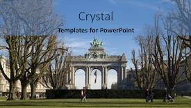  Presentation with brussels - Presentation theme enhanced with triumphal arch in the parc du cinquantenaire brussels background and a teal colored foreground