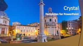  Presentation with column chromatography - Beautiful PPT theme featuring triumphal trajan column in rome backdrop and a cobalt blue colored foreground