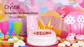  Presentation with trivia - Slide set having trivia - festive table setting for birthday background and a lemonade colored foreground