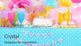  Presentation with trivia - Colorful presentation design enhanced with trivia - festive table setting for birthday backdrop and a arctic colored foreground