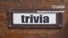  Presentation with cabinet - Audience pleasing theme consisting of trivia - file cabinet label bronze backdrop and a tawny brown colored foreground