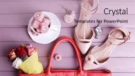  Presentation with trivia - Audience pleasing PPT theme consisting of trivia - women bag stuff on wooden backdrop and a lemonade colored foreground