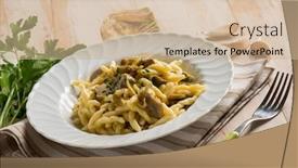  Presentation with garlic - Colorful presentation enhanced with trofie-pasta-with-artichoke backdrop and a coral colored foreground