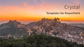 Presentation with dusk - Slide set with troina-sicily-italy-hilltop-townscape background and a lemonade colored foreground