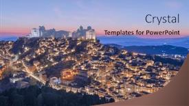  Presentation with dusk - Presentation consisting of troina-sicily-italy-hilltop-townscape background and a light blue colored foreground