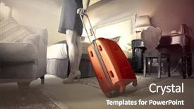  Presentation with bag - PPT theme consisting of trolley bag in hotel room background and a tawny brown colored foreground