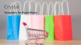  Presentation with shopping trolley - Cool new PPT layouts with trolley-cart-and-colorful-paper backdrop and a light gray colored foreground
