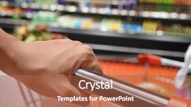  Presentation with supermarket trolley - Audience pleasing PPT theme consisting of trolley choosing products in supermarket backdrop and a  colored foreground