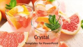  Presentation with mint - Amazing slides having trompe l oeil - ripe grapefruits and fresh juice backdrop and a  colored foreground