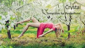  Presentation with romantic - PPT theme having trompe l oeil - romantic levitating blonde beauty background and a mint green colored foreground