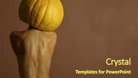  Presentation with pumpkin seeds as pumpkin - PPT theme with trompe l oeil - sexy lady with big pumpkin background and a  colored foreground