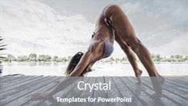  Presentation with mother doing yoga kids - Slide deck featuring trompe l oeil - summertime yoga adult woman doing background and a gray colored foreground