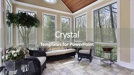  Presentation with home window frame - PPT theme consisting of trompeta - sun room in luxury home background and a gray colored foreground