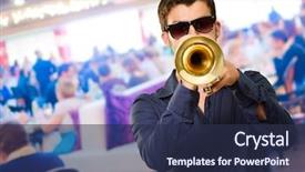  Presentation with young - Presentation featuring trompeta - young man wearing goggles background and a  colored foreground