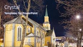  Presentation with starry night - Slide deck featuring tromso-cathedral-at-starry-night background and a navy blue colored foreground