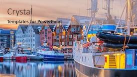  Presentation with norway - Cool new PPT theme with tromso-harbour-at-sunset-norway backdrop and a lemonade colored foreground