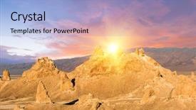  Presentation with california - Amazing PPT theme having trona pinnacles are nerarly 500 backdrop and a light blue colored foreground