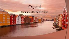  Presentation with magic sunset rays - Presentation theme consisting of trondheim norway at sunset - architecture background and a  colored foreground