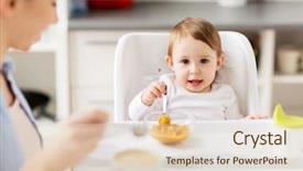  Presentation with baby food - PPT theme enhanced with mealtime - family food breakfast and people background and a soft green colored foreground