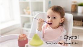  Presentation with baby food jar - Beautiful PPT theme featuring people concept - little baby backdrop and a soft green colored foreground