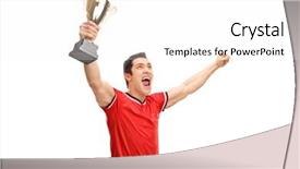  Presentation with trophy - Amazing PPT theme having trophy and celebrating victory backdrop and a white colored foreground
