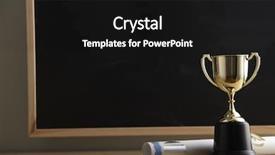  Presentation with trophy - Beautiful PPT theme featuring trophy and certificate in front backdrop and a black colored foreground