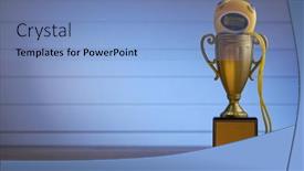  Presentation with trophy - Cool new PPT theme with trophy-and-digital-stop-watch backdrop and a teal colored foreground