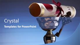  Presentation with certificate - Presentation design with trophy-antique-key-and-scoll background and a  colored foreground