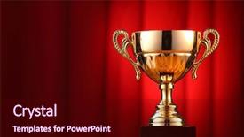  Presentation with red curtain - Cool new slide deck with best awards - throphy in front backdrop and a wine colored foreground