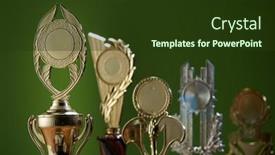  Presentation with trophy award green - Colorful presentation design enhanced with trophy-award-against-green-background backdrop and a tawny brown colored foreground