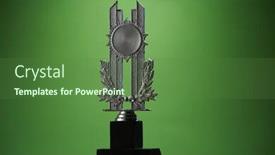  Presentation with trophy award green - PPT theme having trophy-award-against-green-background background and a tawny brown colored foreground