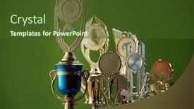  Presentation with trophy award green - Audience pleasing slide set consisting of trophy-award-against-green-background backdrop and a tawny brown colored foreground