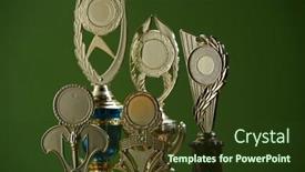  Presentation with trophy award green - Amazing presentation design having trophy-award-against-green-background backdrop and a tawny brown colored foreground