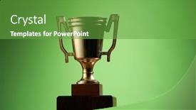  Presentation with trophy green - Colorful presentation theme enhanced with trophy-award-against-green-background backdrop and a tawny brown colored foreground