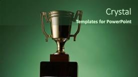  Presentation with trophy green - Slide set having trophy-award-against-green-background background and a tawny brown colored foreground