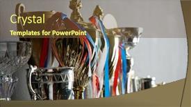  Presentation with awards - Colorful presentation design enhanced with trophy-awards-for-champion-leadership backdrop and a tawny brown colored foreground