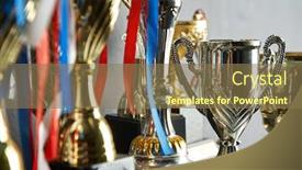  Presentation with awards - PPT theme having trophy-awards-for-champion-leadership background and a violet colored foreground