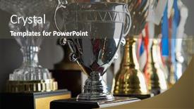  Presentation with awards - Audience pleasing slide set consisting of trophy-awards-for-champion-leadership backdrop and a dark gray colored foreground