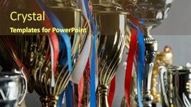  Presentation with awards - Presentation design featuring trophy-awards-for-champion-leadership background and a tawny brown colored foreground