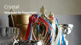  Presentation with awards - Cool new PPT theme with trophy-awards-for-champion-leadership backdrop and a coral colored foreground