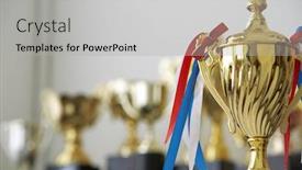  Presentation with awards - Slide set having trophy-awards-for-champion-leadership background and a light gray colored foreground