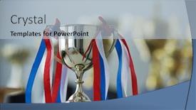  Presentation with awards - PPT theme with trophy-awards-for-champion-leadership background and a light blue colored foreground