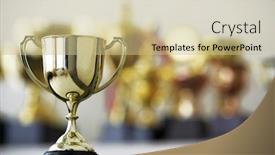  Presentation with awards - Colorful slide set enhanced with trophy-awards-for-champion-leadership backdrop and a soft green colored foreground