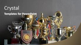  Presentation with awards - Presentation theme consisting of trophy-awards-for-champion-leadership background and a dark gray colored foreground