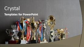 Presentation with awards - Presentation design with trophy-awards-for-champion-leadership background and a gray colored foreground