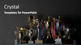  Presentation with awards - Colorful presentation theme enhanced with trophy-awards-for-champion-leadership backdrop and a dark gray colored foreground